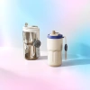 Silver metal insulated cup, beige blue lid insulated cup, 500ml, double-layer vacuum for cold and heat preservation Specification image